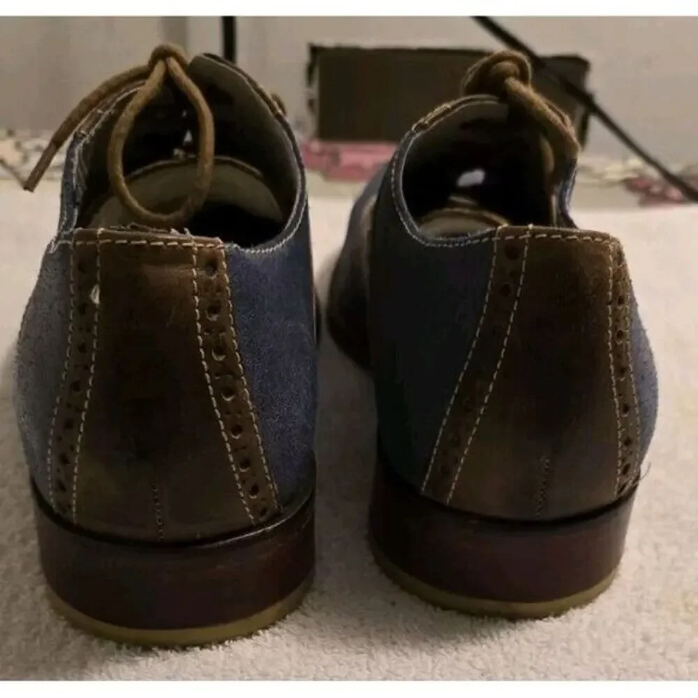 Mens Cole Haan Dress Shoe- Size 9.5 Navy‎ Blue And Tan. Gently Worn